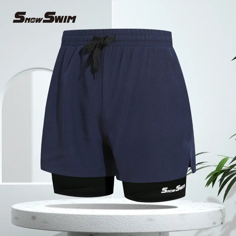 Men's Swim Trunks Double-layer Flat