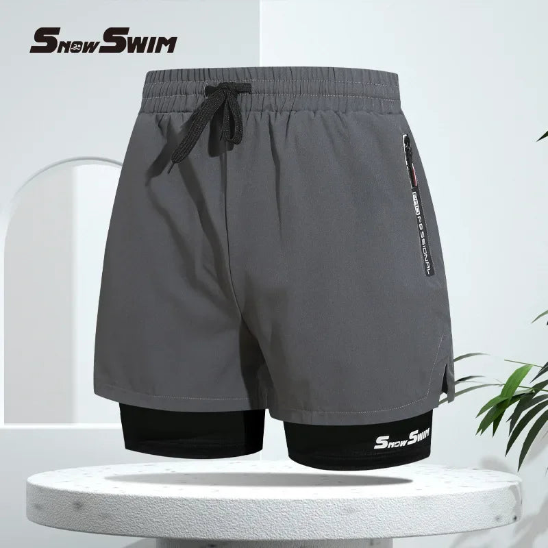 Men's Swim Trunks Double-layer Flat