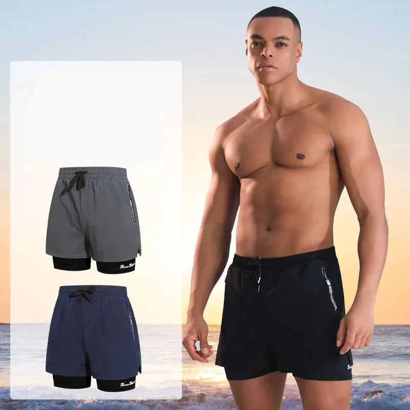 Men's Swim Trunks Double-layer Flat